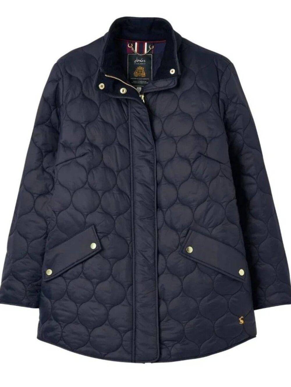NWT Womens Size 4 Joules Navy Blue Rosedale Mid Length Quilted Coat NEW